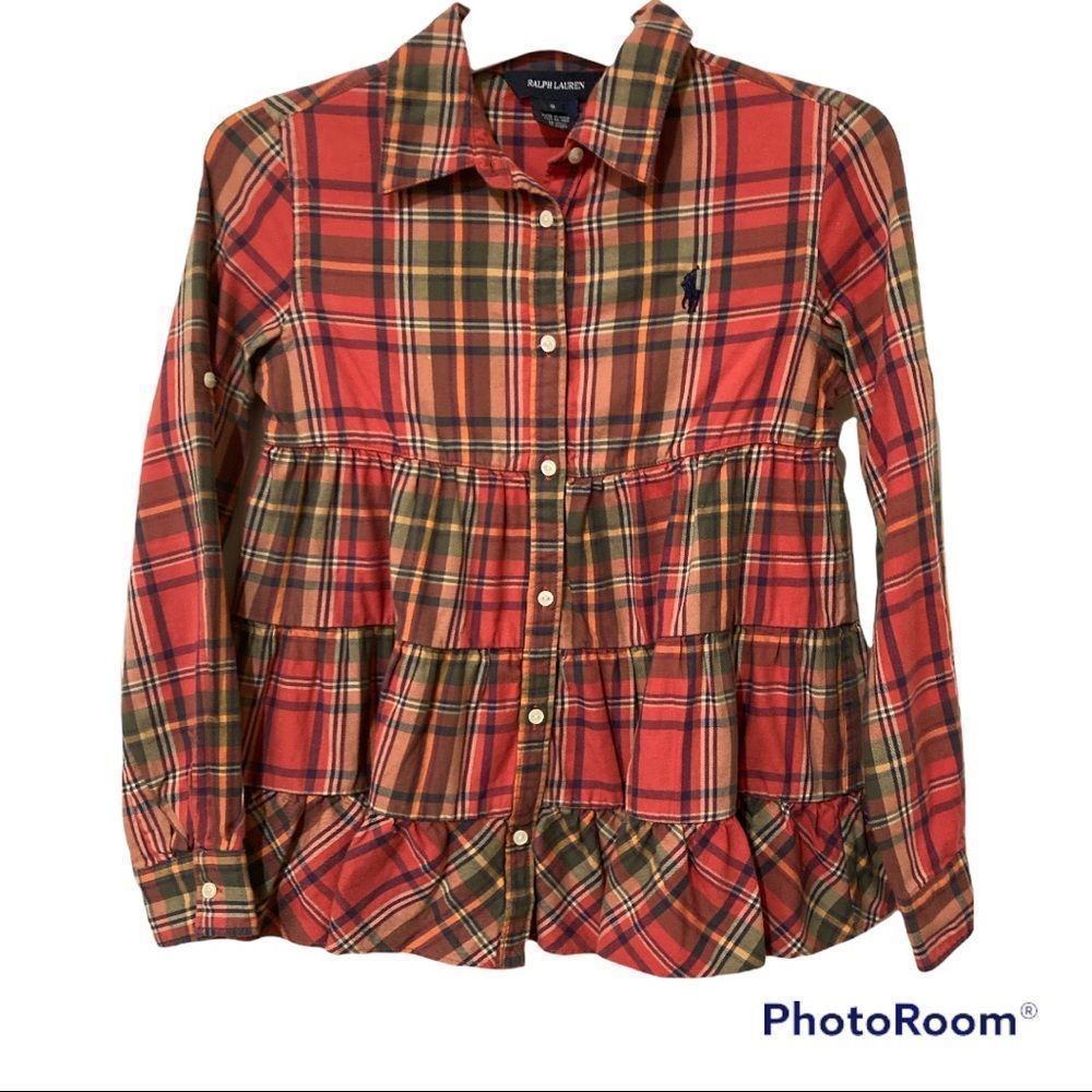 Polo Ralph Lauren plaid button down swing shirt dress size 8
